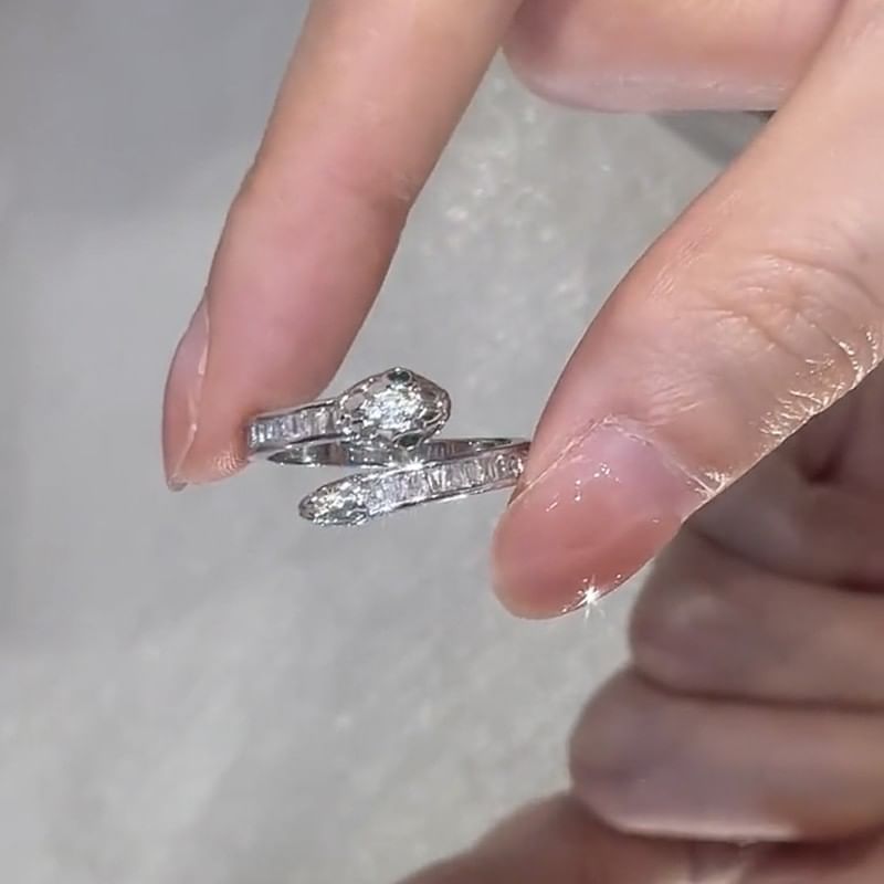 Rhinestone Snake Ring Open