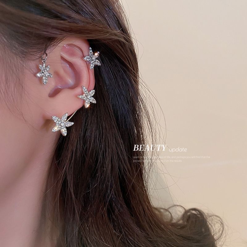 Ear Huggie Drop Hook / Stud Cuff Earring