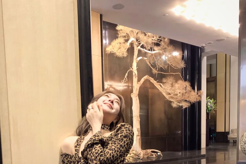 Ruffled Asymmetrical Blouse Print Leopard Long-Sleeve Choker-Neck