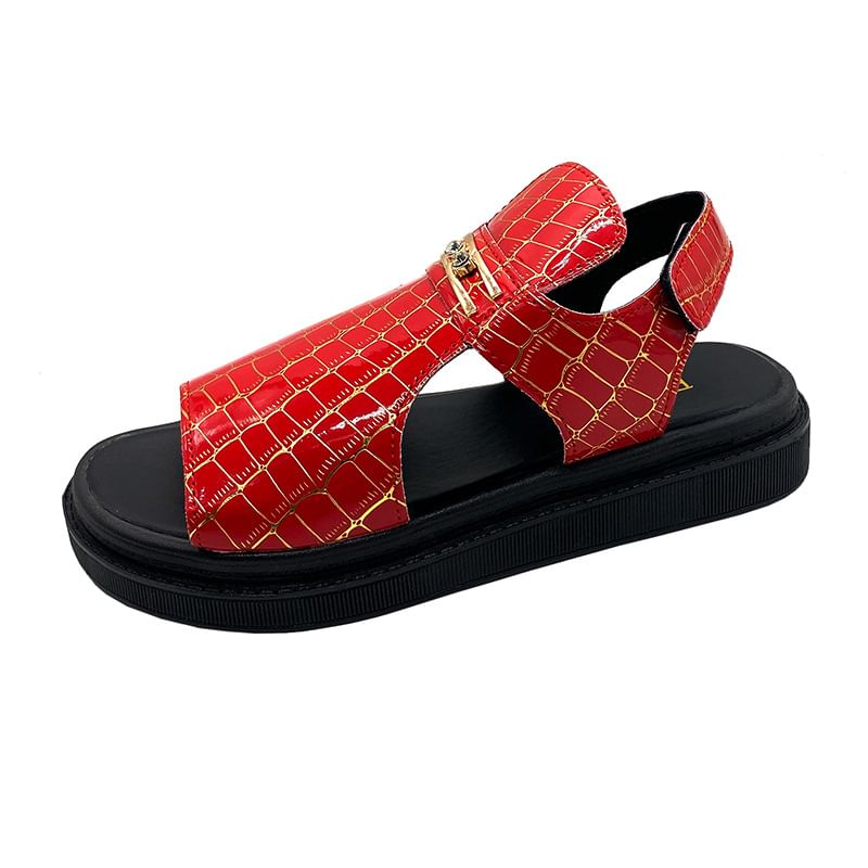 Sandals Croc Grain Buckled