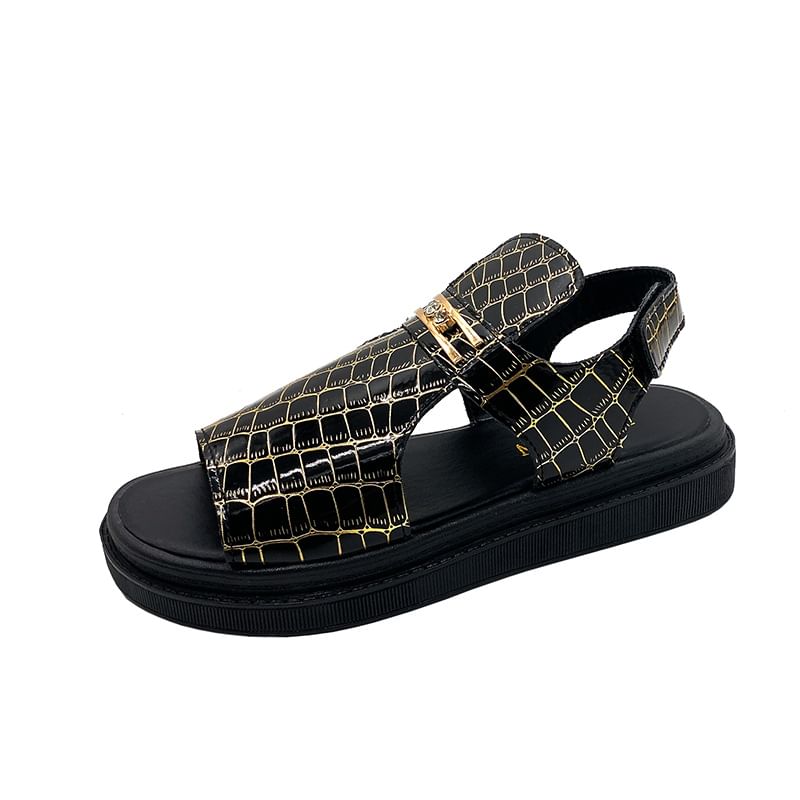 Sandals Croc Grain Buckled