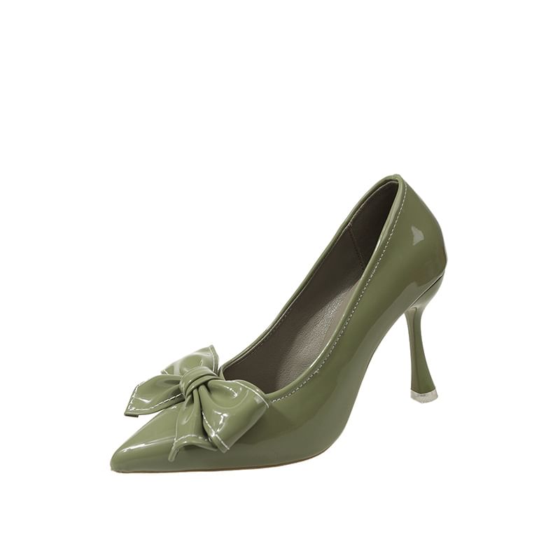 Pointy Pumps Bow Heel High