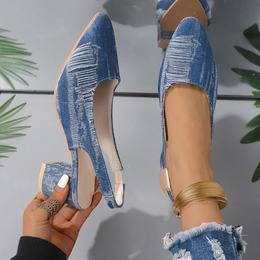 Heel Chunky Printed Sandals Slingback