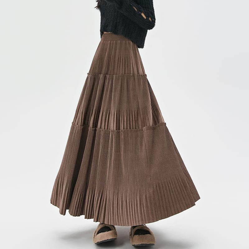 Velvet High Skirt A-Line Rise Midi