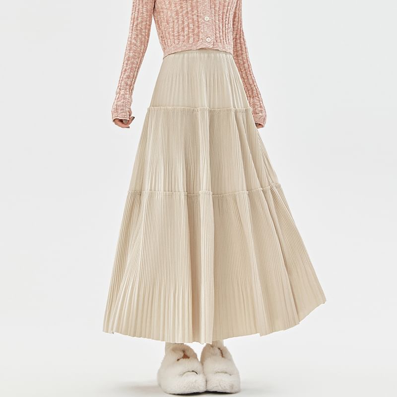 Velvet High Skirt A-Line Rise Midi