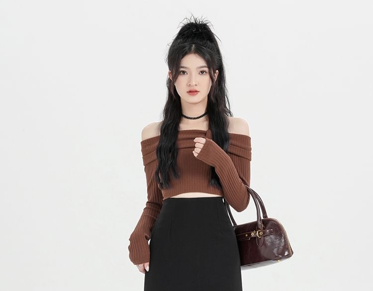 Back Midi Waist Plain Slit Skirt High A-Line