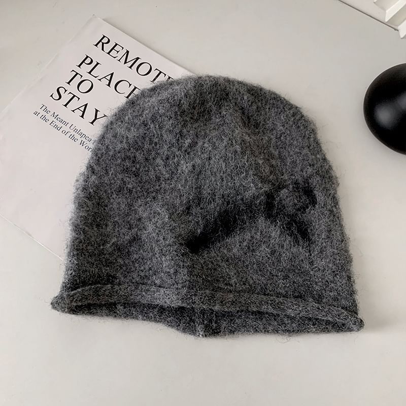 Bow Print Knit Beanie
