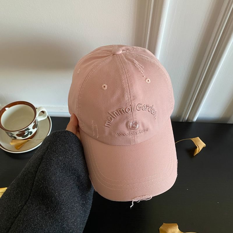 Cap Distressed Lettering Embroidered Baseball
