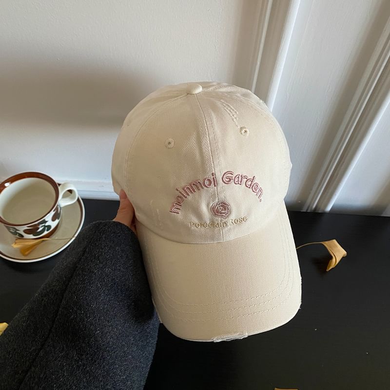 Cap Distressed Lettering Embroidered Baseball