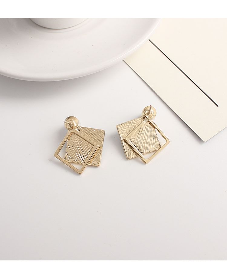Stud / On Clip Pearl Geometric Earring Faux
