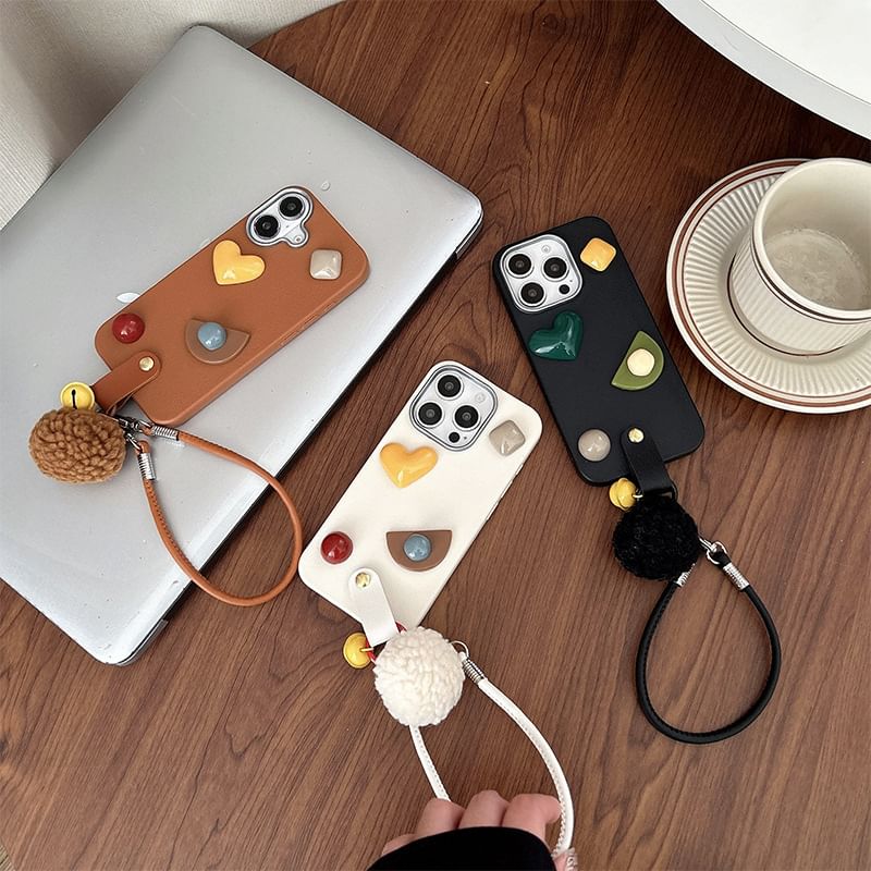 Strap with Geometric Case Phone Pom