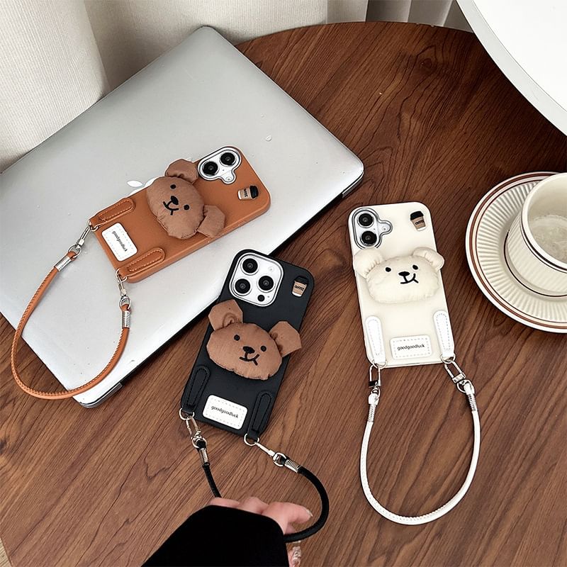 Strap Phone Puffed Case with Bear