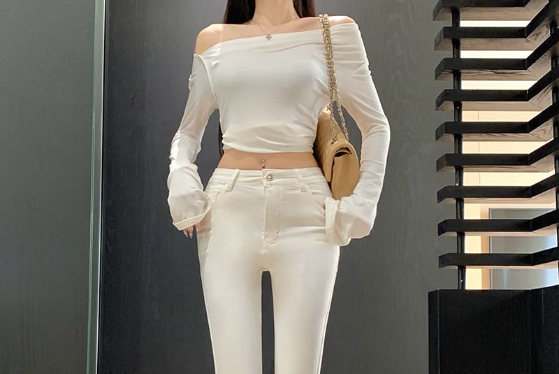Pants Flared Plain High Waist