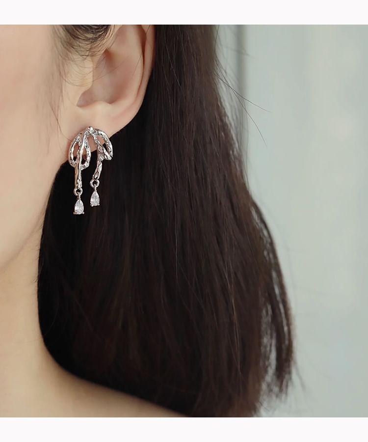 Bow On Earring Rhinestone Clip / Drop