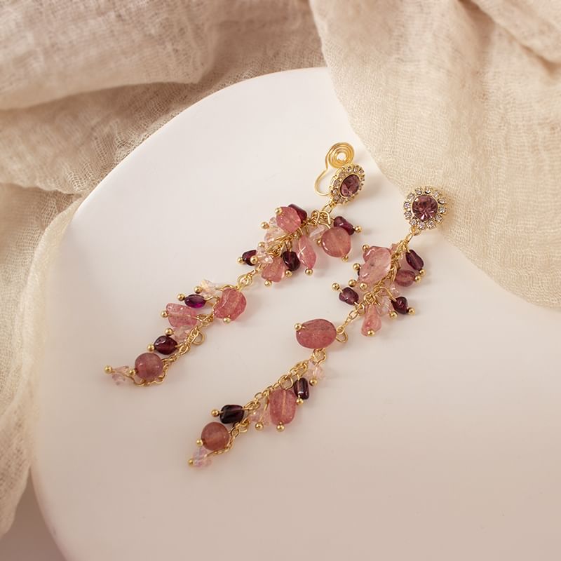 Beaded / Earring On Drop Rhinestone Clip