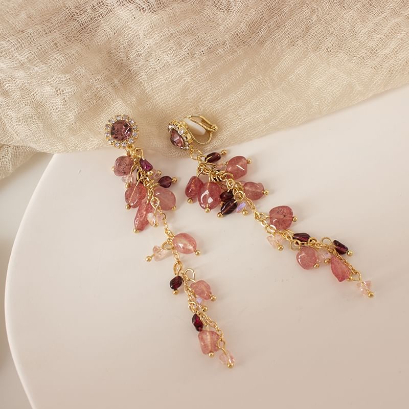 Beaded / Earring On Drop Rhinestone Clip