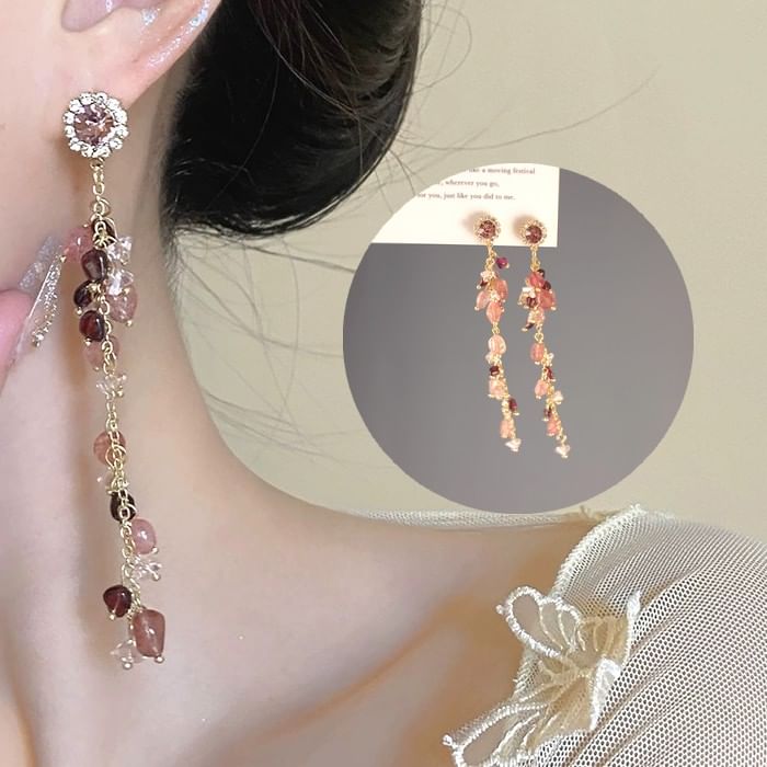 Beaded / Earring On Drop Rhinestone Clip