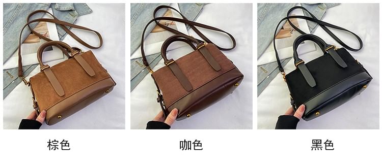 Handle Faux Bag Suede Crossbody Top Plain