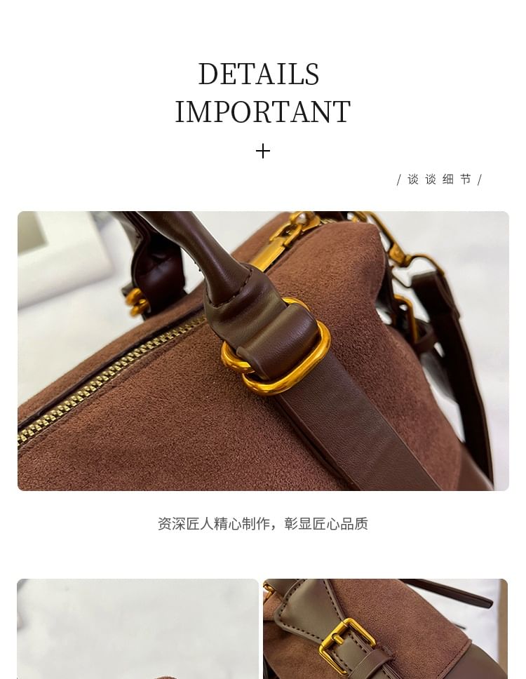 Handle Faux Bag Suede Crossbody Top Plain