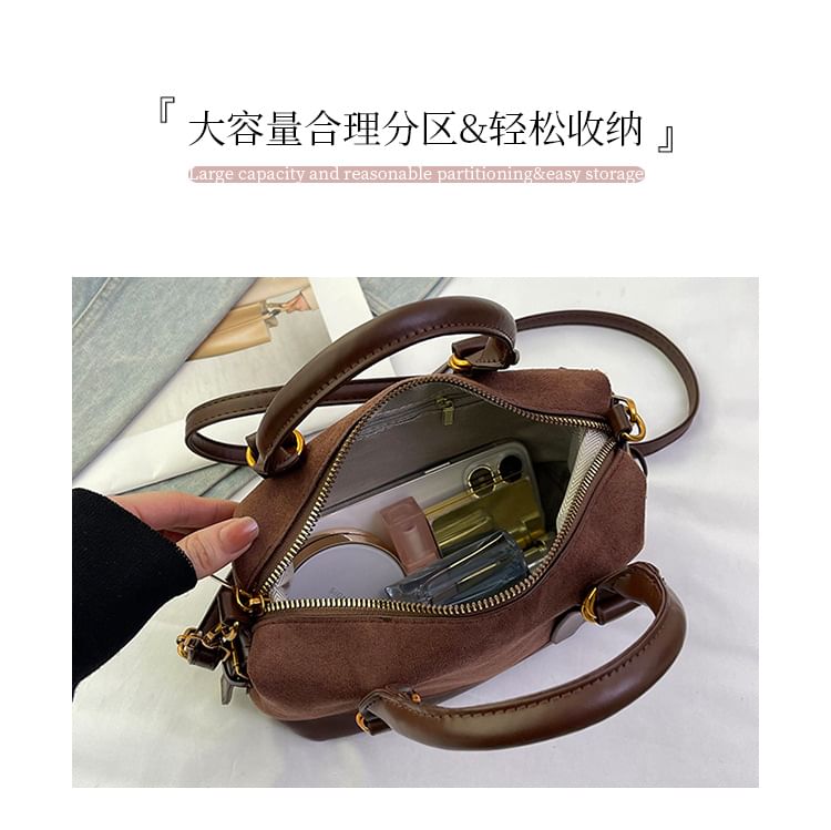 Handle Faux Bag Suede Crossbody Top Plain