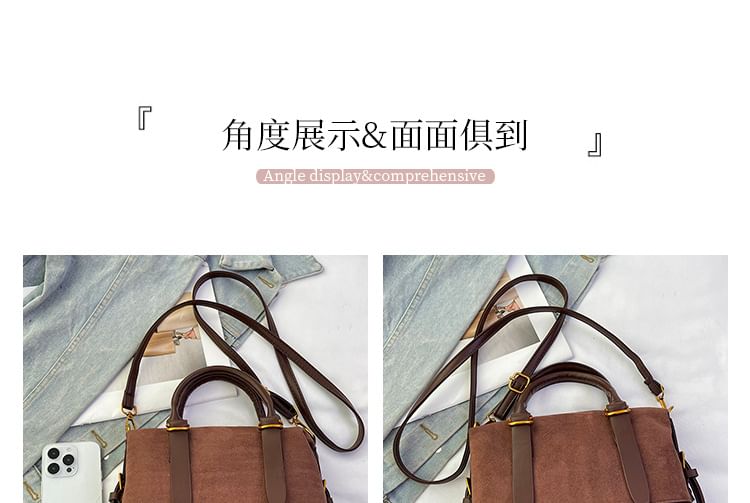 Handle Faux Bag Suede Crossbody Top Plain