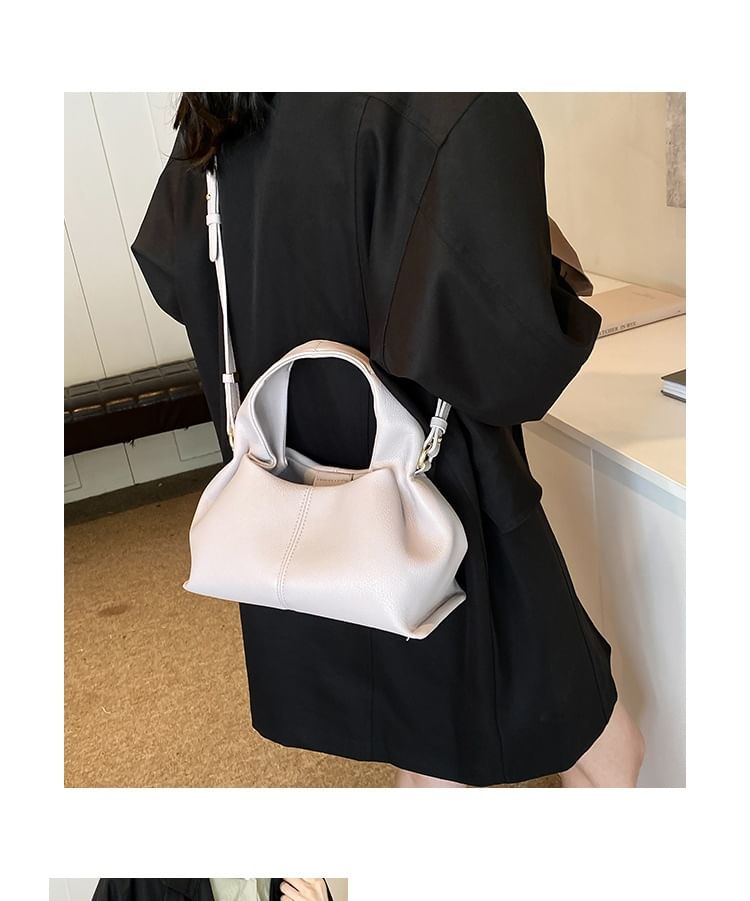 Plain Faux Leather Bag Handle Crossbody Top