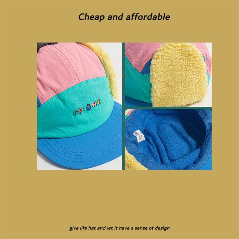 Cap Color Lettering Block Earflap