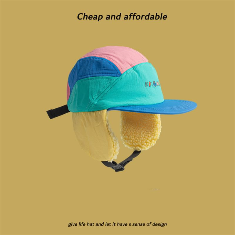 Cap Color Lettering Block Earflap