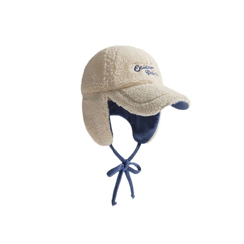 Embroidered Lettering Cap Earflap Baseball