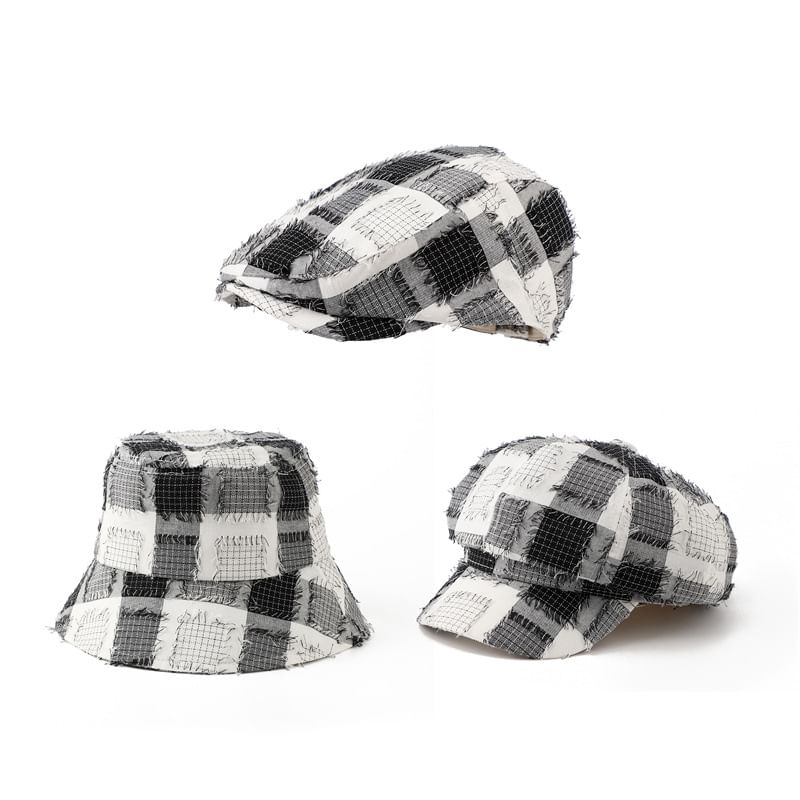 Patchwork Bucket Distressed Hat