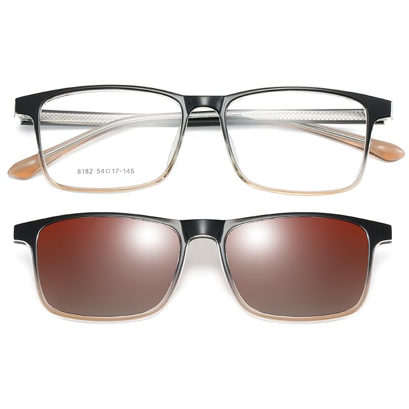 Square Sunglasses Glasses On with Clip