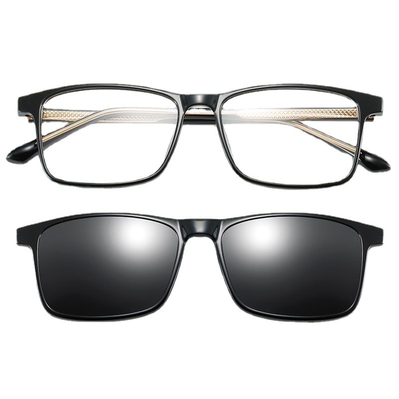 Square Sunglasses Glasses On with Clip