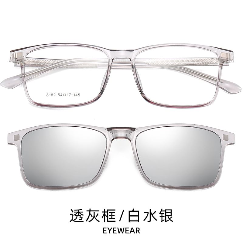 Square Sunglasses Glasses On with Clip