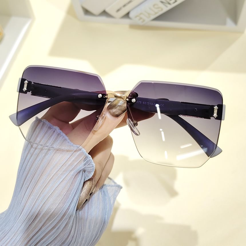 Rimless Sunglasses Oversized Geometric