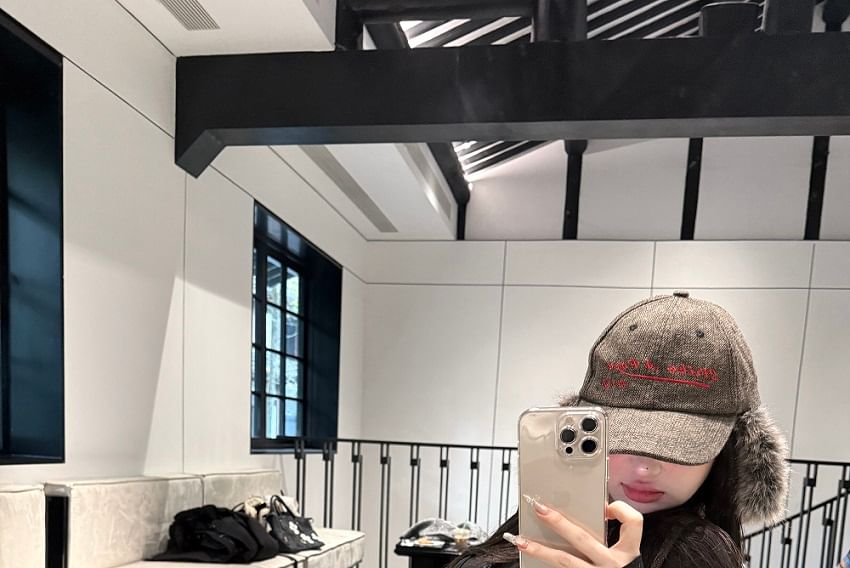 Plain Cropped Inverted Leg Rise Low Collar Pleated Tee Long-Sleeve Wide Pants /