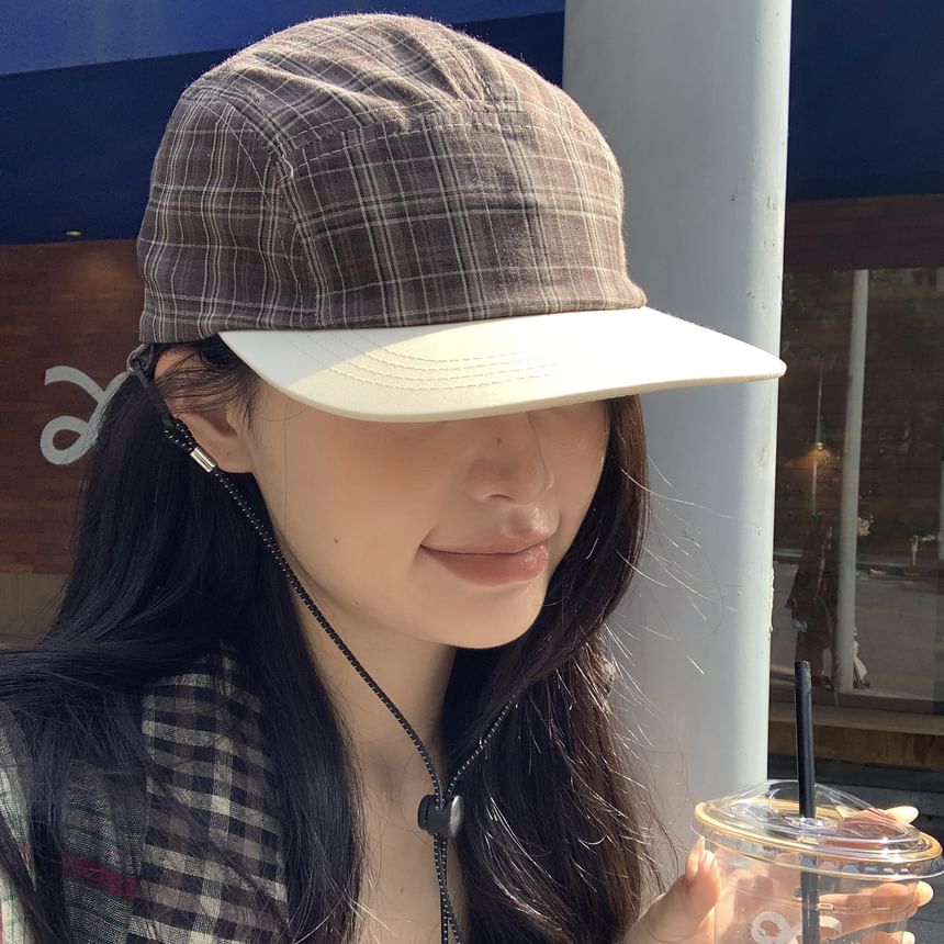 Plaid Baseball Cap Drawstring
