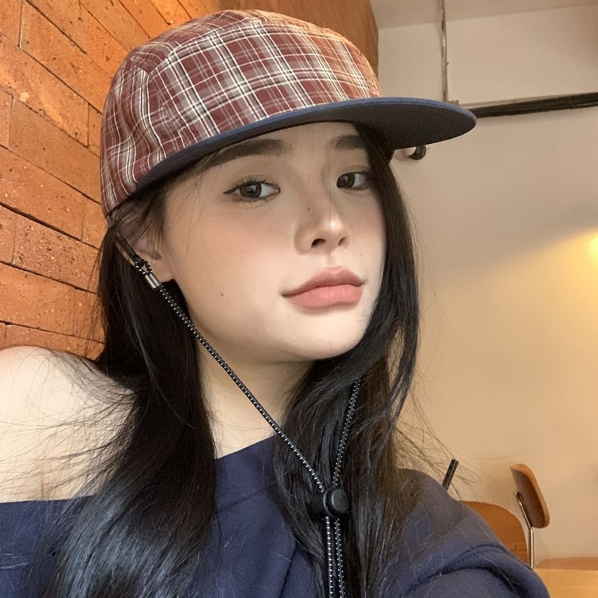 Plaid Baseball Cap Drawstring