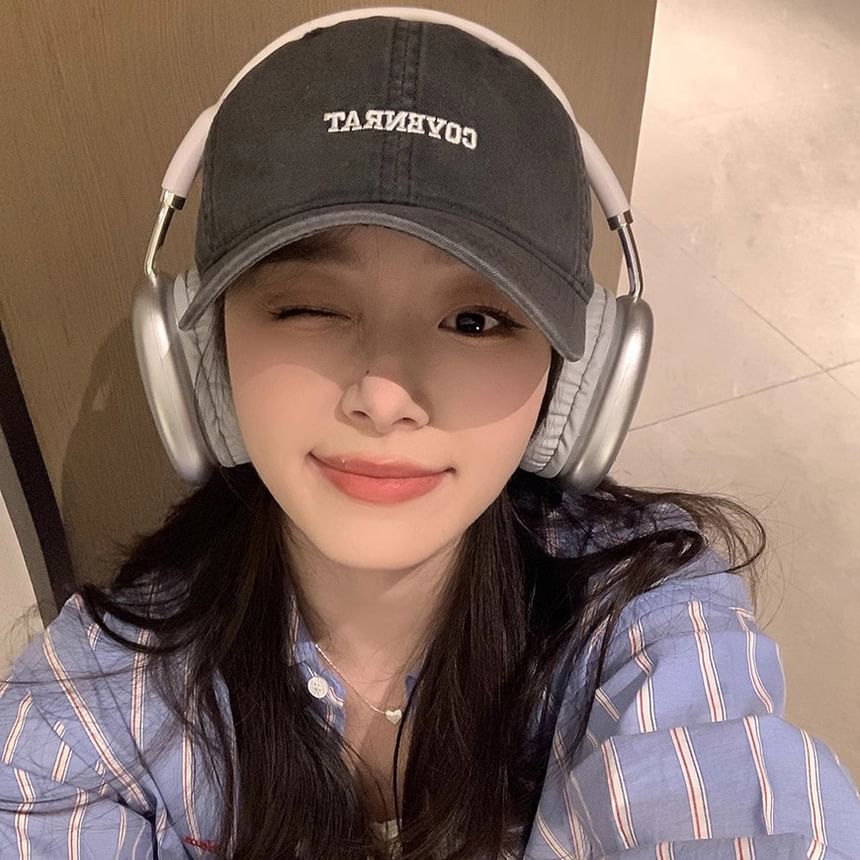 Washed Lettering Cap Baseball Embroidered