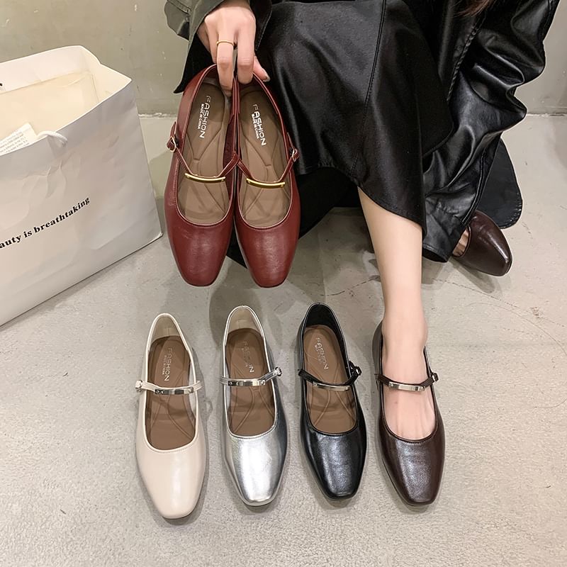 Metal Jane Buckle Mary Shoes Accent