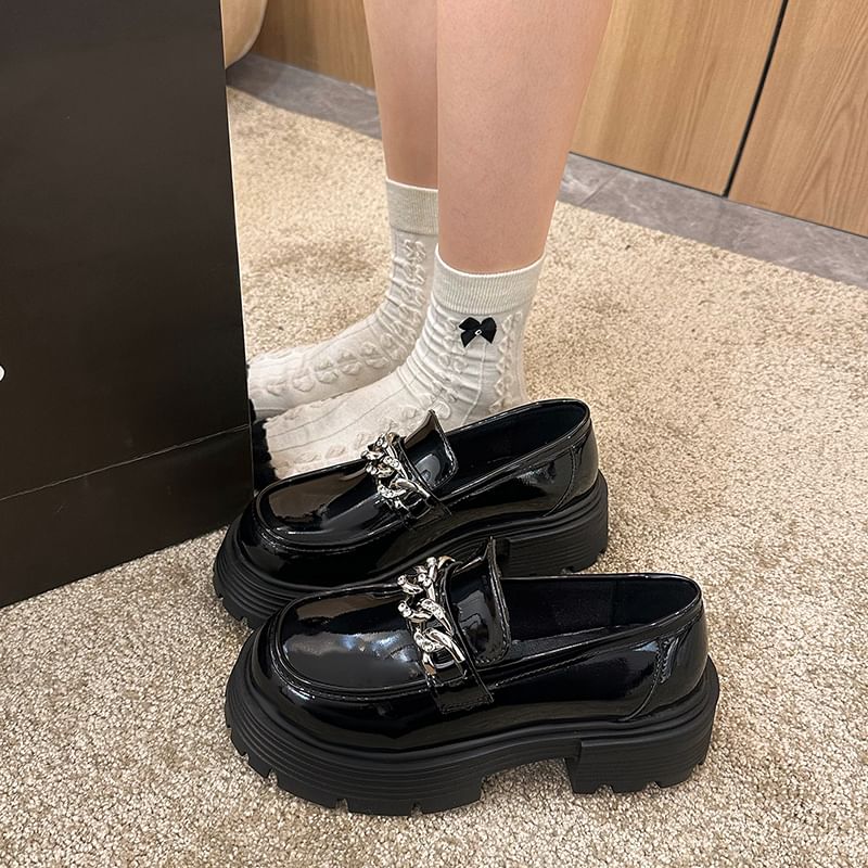 Loafers Chain Platform Accent Plain