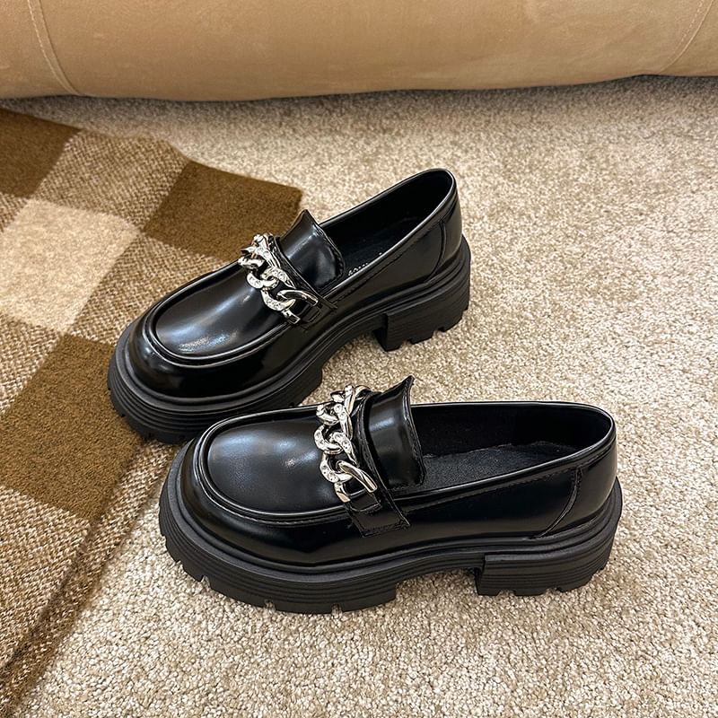 Loafers Chain Platform Accent Plain