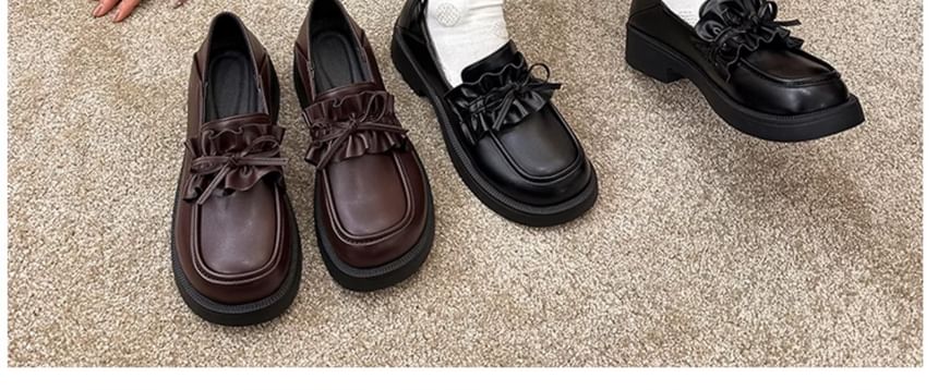 Ruffle Loafers Platform Trim Plain