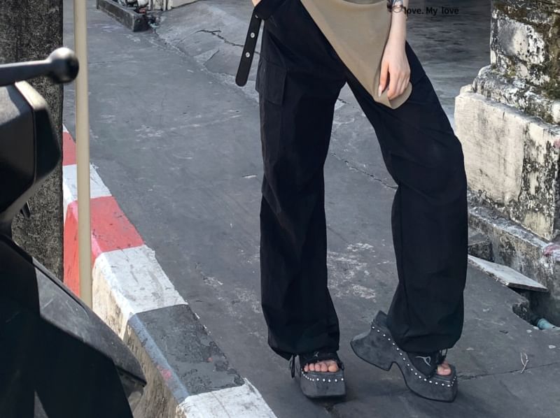 Plain Top U-Neck Asymmetrical Sleeveless