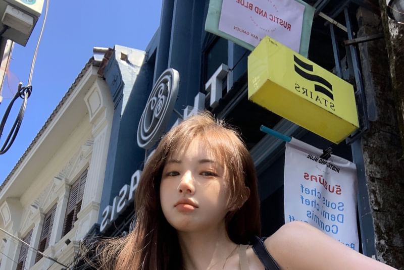 Plain Top U-Neck Asymmetrical Sleeveless