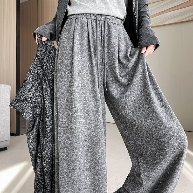Leg Designs) Waist Melange Wide (Various Drawstring Pants