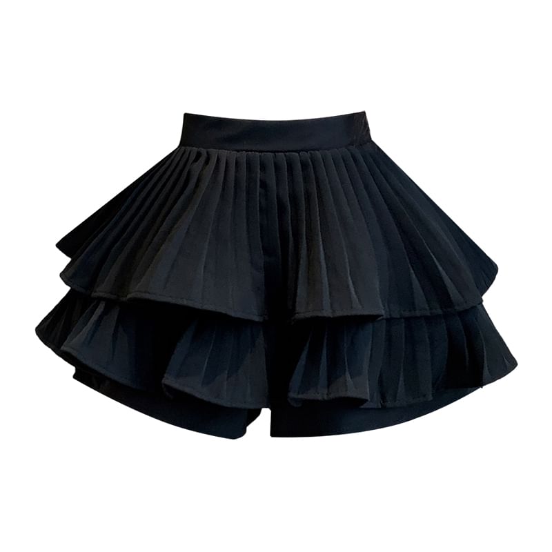 Accordion Ruffle Pleated Skirt A-Line Waist High Plain Mini