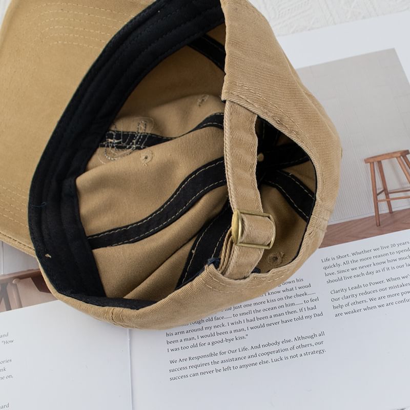 Lettering Distressed Applique Baseball Cap