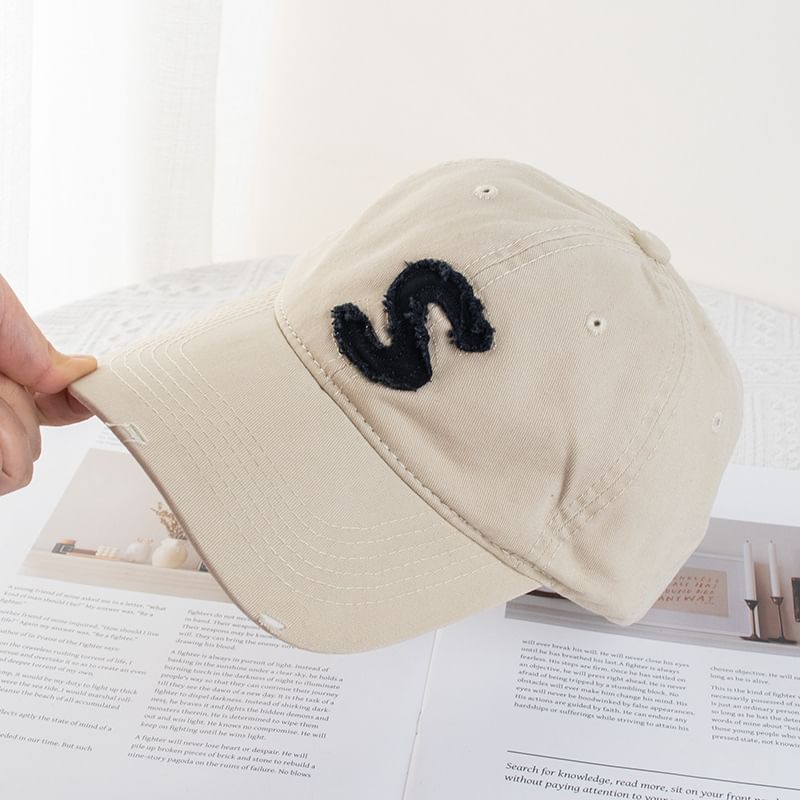 Lettering Distressed Applique Baseball Cap