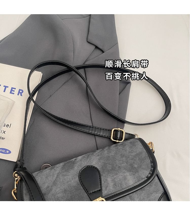 Contrast Piping Faux Leather Crossbody Bag
