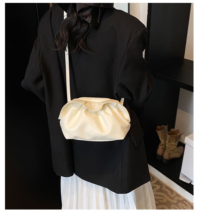 Leather Ruched Crossbody Bag Faux